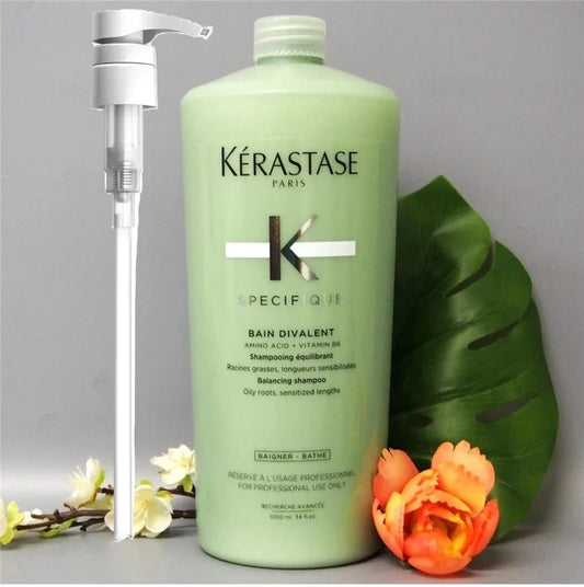 Kerastase Specifique Bain Divalent Balancing Shampoo 1000ml / 34oz with Pump for Oily Roots and Sensitized Lengths