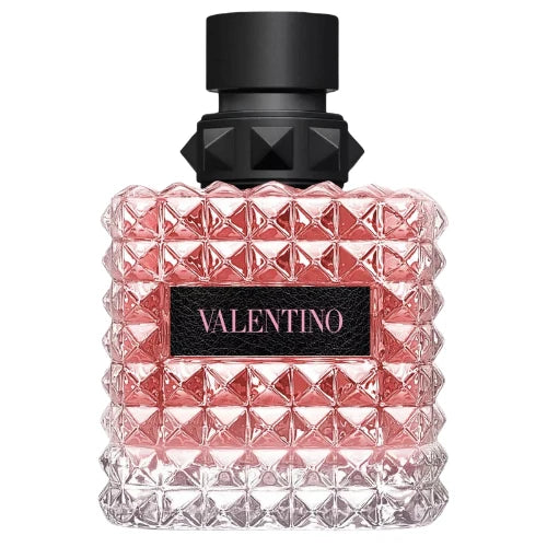 Valentino Donna Born In Roma studded pink Eau de Parfum bottle on a white background