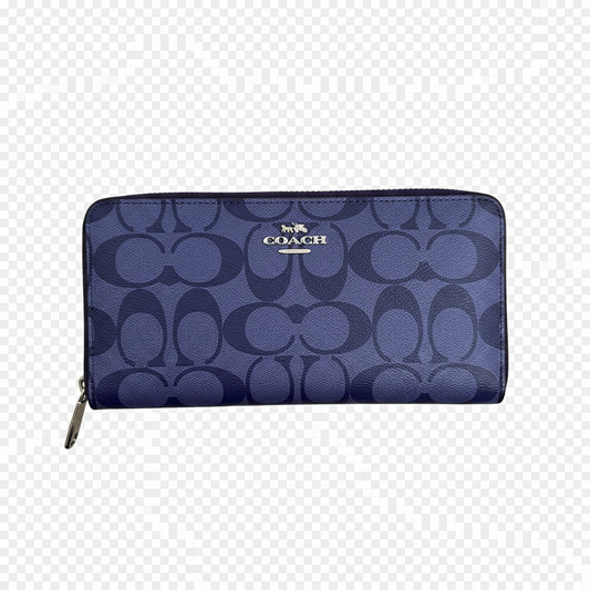 Blue monogram zip wallet isolated on a transparent background