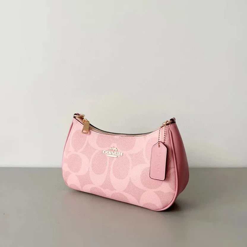COACH Teri Shoulder Bag In signature canvas/Gold/Powder Pink New CAL51